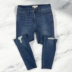 Madewell 9" Mid Rise Skinny Jeans Size 28 Waist Distressed Bellachase Blue M3089